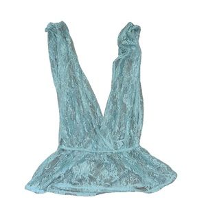 Lace Plunge Neck Tie-Back Tank Top